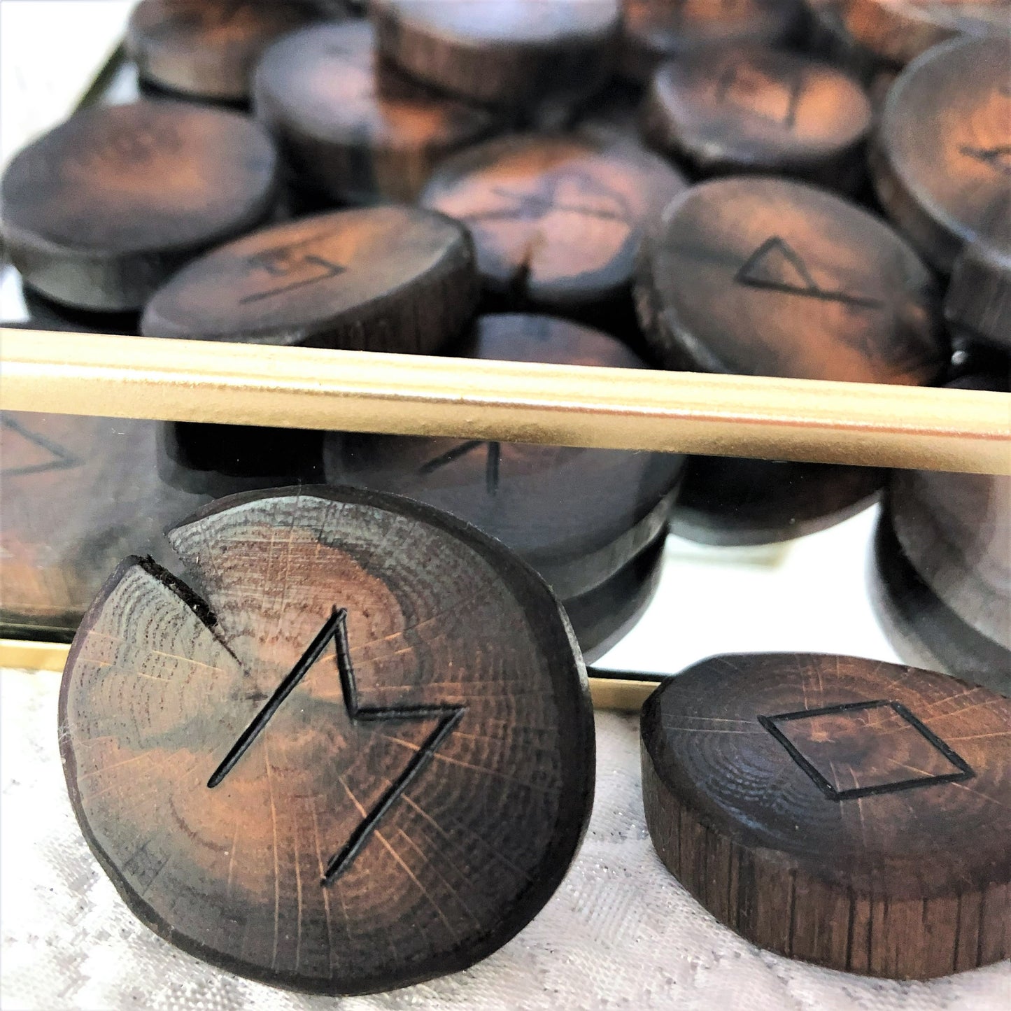 300+ year old chestnut wood futhark runes