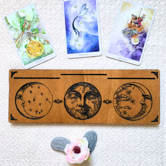 Plateau de tirage pour Oracle & Tarot ~ 3 cartes ~ " Cycle lunaire "