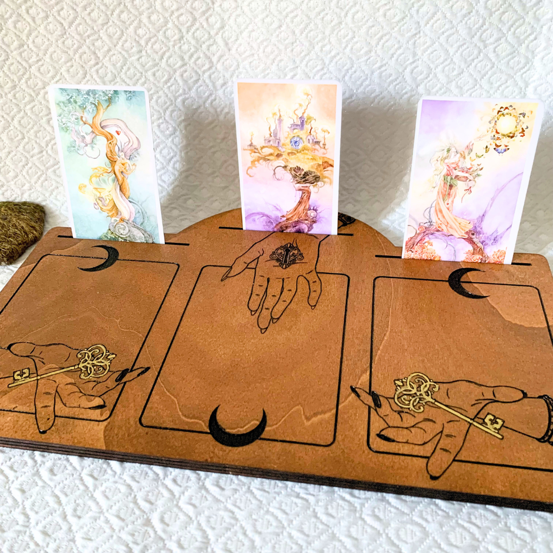 Plateau de tirage pour Oracle & Tarot ~ 6 cartes ~ " Les clés de l'avenir " PIÈCE UNIQUE