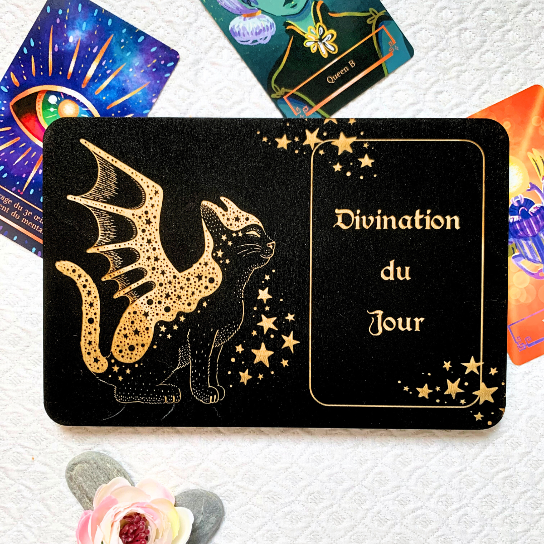 Plateau de tirage pour Oracle & Tarot ~ 1 carte ~ " Chat Mystique "