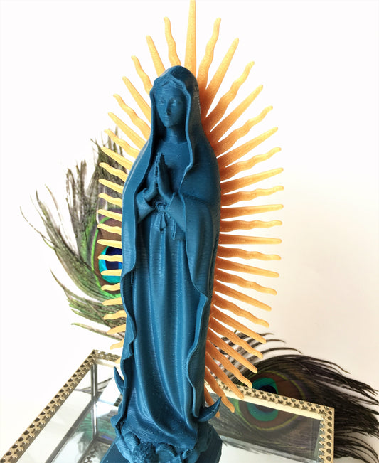 Virgin of Guadalupe marble and bronze statuette